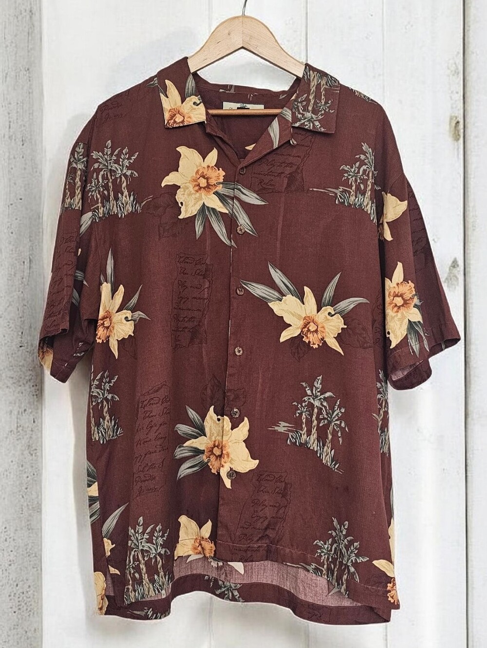 Tommy Bahama Silk Cotton Brown Floral Short-Sleeve Camp Shirt XL
